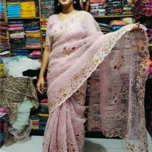 Pink Diamond Lattice Organza Saree