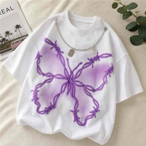 Barbed Wire Flower Graphic Tee - SebaChat
