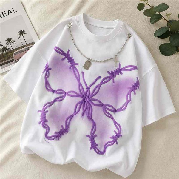 Barbed Wire Flower Graphic Tee - SebaChat