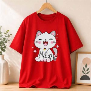 Meow White Cat Tee - SebaChat