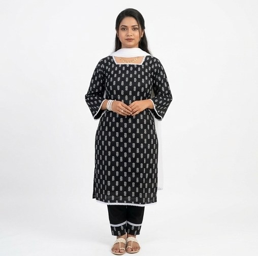 Charcoal Grey Ready Made Ladies Kurti