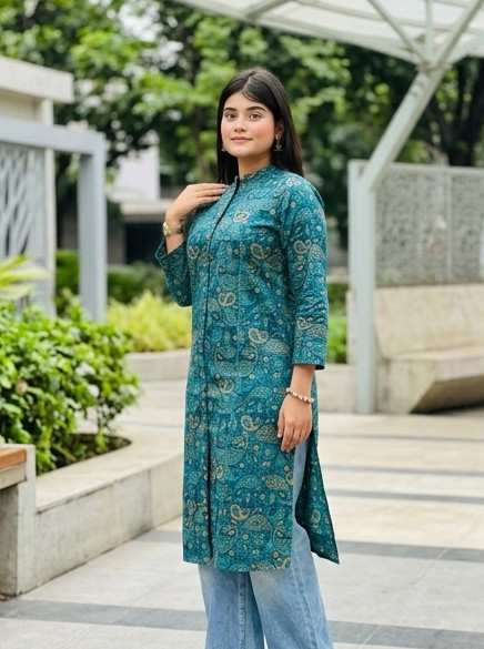 Teal Paisley Print Kurti