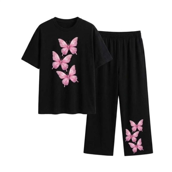 Butterfly Trio Palazzo Set – Black