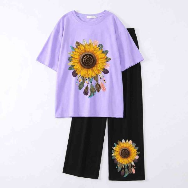 Sunflower Dreamcatcher Palazzo Set – Purple